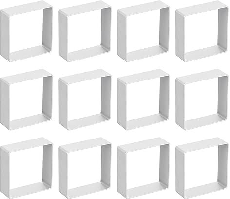 sourcing map Juego de 12 cortadores de galletas de metal, cortador de galletas cuadrado de aleación de aluminio para hacer pasteles, galletas, sándwich, plateado