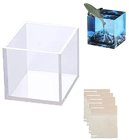 ihreesy Moules en Silicone de Coulée de Résine,Moules en Résine de Fleur Carrée Moule de Moulage en Silicone Moule en Cube de Cristal Moule Carré en Résine Époxy pour Bricolage Artisanat,7cm