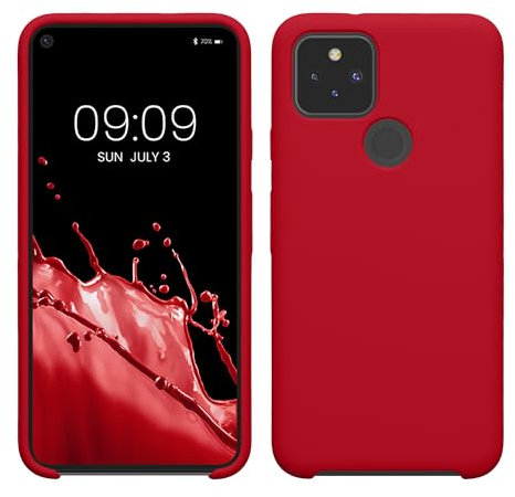 kwmobile Hülle kompatibel mit Google Pixel 5 Hülle - Silikon Handy Case - Handyhülle weiche Oberfläche - kabelloses Laden - Sweet Cherry
