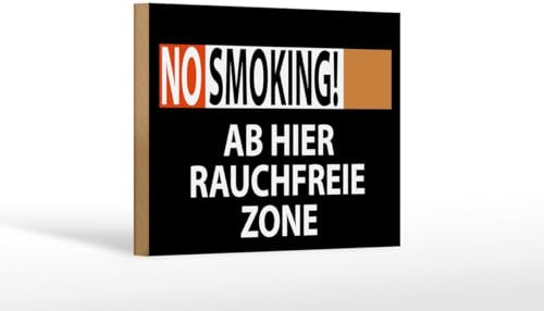 Ontrada Holzschild 12x18cm No Smoking Rauchfreie Zone Holz Schild