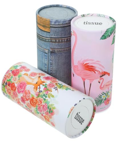 3Pcs Car Tissue Cylinder - Compact Facial Tissues for Car Cup Holder, Adorable Design, 50 Sheets Per Tube, Multipack for Travel and Daily Use
