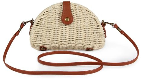 LUI SUI Women Straw Bag Woven Shoulder Bag Summer Beach Crossbody Purse
