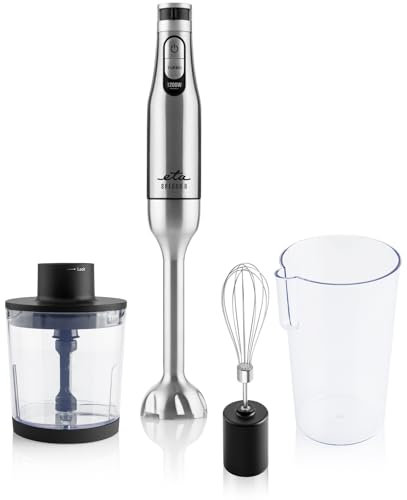 ETA Stabmixer Spesso II I 3 in 1 I 6 Geschwindigkeiten I 1200 W I DC Motor I Turbo Stufe I Schneebesen I Zerkleinerer I Arbeitsbehälter 600 ml I Edelstahlausführung