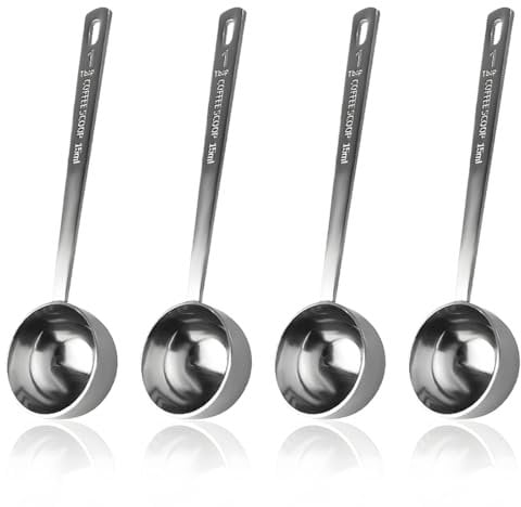 Teegxddy Cucchiaio Dosatore, 4 Pezzi Misurino Dosatore Caffe In Acciaio Inox Da 15 ml - Cucchiaio Da Caffè - Cucchiaio Da Caffè Con Manico Lungo -Per Misurare Caffè Macinato, Spezie, Polveri o Liquidi