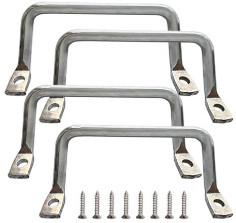 KISWIAR Lot de 4 poignées de plateau en acier inoxydable pour planche à découper, plateau de service pour planche à charcuterie de restaurant (argenté)