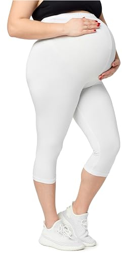 Merry Style Große Größen Damen 3/4 Umstandsleggings aus Viskose MS10-461 (Weiß, 6XL)