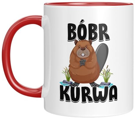Kaffeetasse mit Motiv - Bobr Kurwa - berühmtes Meme - lustige Geschenkidee - viral - Tasse mit Tiermotiv - Geburtstagsgeschenk - Beaver - Biber - Bober - Rot