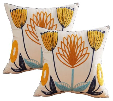 KIJING Bestickter Pillowcas quadratischer Sofakissenbezug, Kissen, Terrassenkissen für Zuhause, Sofa, Dekoration, Party, Raumdekoration, Blau, 2 Sets