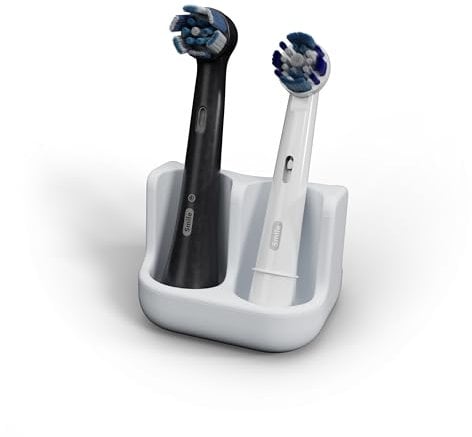 Qikfresh - Supporto per 2 spazzolini | Per testine di Oral B, iO, Philips Sonicare, Waterpik, Fairywill | In silicone alimentare (Bianco)