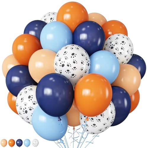 HILAVO Paw Luftballon Blau Orange, 12 Zoll Orange Blau Apricot Latex Ballons mit Hund Pfote Luftballons Dunkel Hellblau Orange Beige Party Helium Ballon für Jungen Space Blue Geburtstag Babyparty Deko