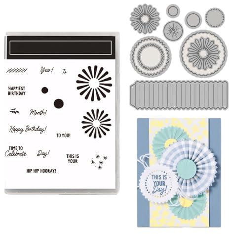 WUSANNA Stanzschablonen Neuheiten 2024 Stempel und Stanzen Set Transparente Siegelstempel Metall-Stanzform, Diy-Grußkarten-Stanzbuch Geeignet für Jungen- und Mädchengeburtstage und Festivals