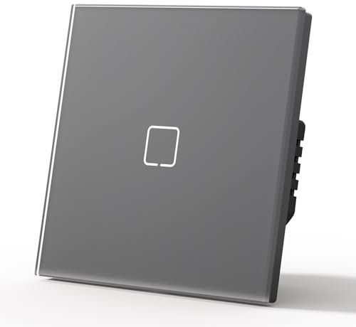 MVAVA Touch Lichtschalter Unterputz, Wlan Alexa Smart Lichtschalter Kompatibel mit Alexa/Google Home Work mit Tuya/Smart Life, Glas Alexa, Neutrale Leitung Benötigt 1 Fach 1 Weg, Glas