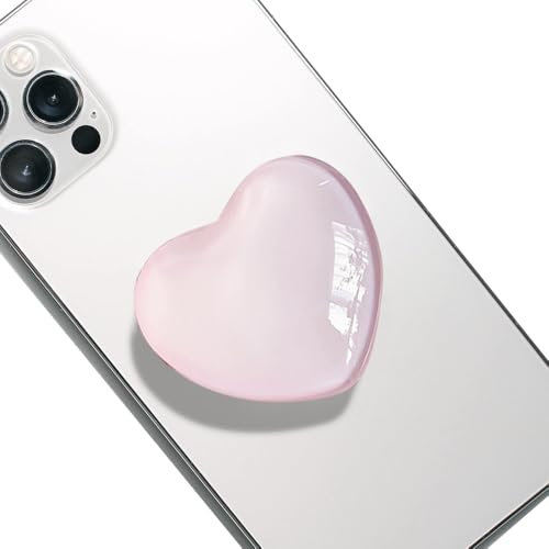 TOEECY Handy Griffhalter Einziehbarer Glas Liebe Herz Griff Magnet mit Kompatibel Mobiltelefon Ausziehbarer Sockel Stand für Smartphones (Rosa)