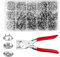 Chiluxendo 200 Sets Pistola Botones de Presion, 9.5mm Plata Corchetes de Presion Metalicos, Corchetes Costura, Snaps Metalicos, Remachadora Botones, Botón a Presión con Alicate de Botones Rapidos