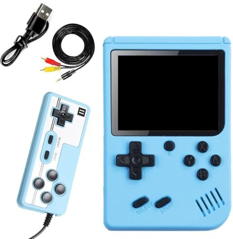 Tomedeks Console da Gioco Portatile,Mini Console di Gioco Portatile per Bambini con 500 Classici Giochi Retrò Batteria Ricaricabile e Schermo a Colori da 3,0 Pollici - Blue