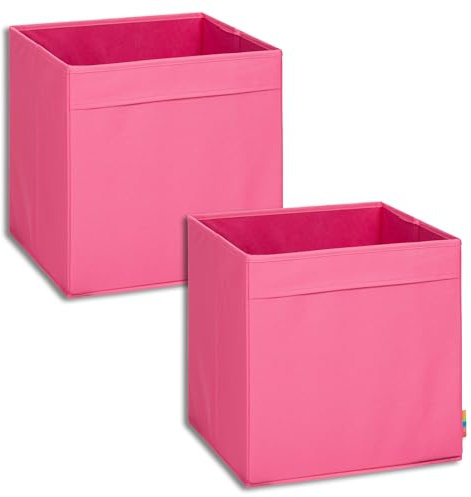 Storanda | 2er Set Aufbewahrungsbox Regal | Faltbare & Extra Stabile Kallax Boxen Aufbewahrung | Aufbewahrungskorb Regalbox für Würfelregal | Ideal für Zuhause & Kinderzimmer | 33x33x33 cm | Pink