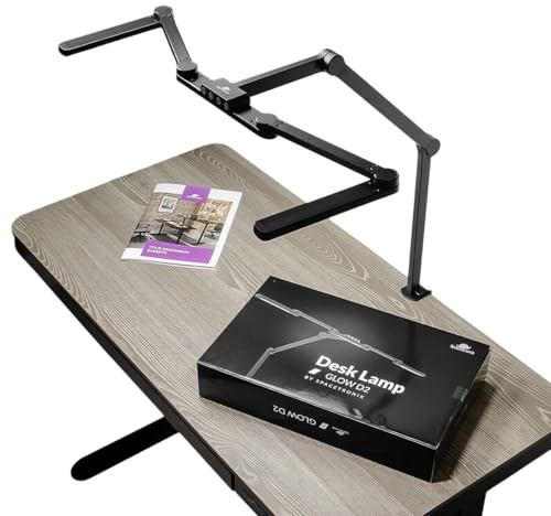 Spacetronik Schreibtischlampe LED Dimmbar Glow D2 | Schreibtischlampen mit intelligenter Automatikmodus, Farbtemperaturregelung, CRI 97+, Ergonomische Schreibtischleuchte LED