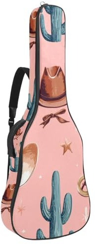Gitarrentasche in voller Größe, wasserdichte Gitarren-Abdeckung, Tragetasche für akustische klassische E-Gitarren, Wilder Westen, Cowboyhut, Kakteen, Mehrfarbig 03, 42.9x16.9x4.7 in, Lässiger
