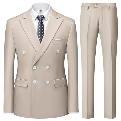 KUDMOL Costume Homme 2 Pieces Mariage Slim Fit d'affaires à Deux Boutons | Smoking Costume 2 Pcs Business Couleur Unie