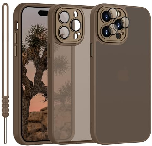 YUANDMI Cover per iPhone 15 Pro, Custodia per iPhone 15 Pro Traslucida Opaca Case Ultra-Sottile Silicone Anti-Scivolo Resistente ai Graffi, Marrone