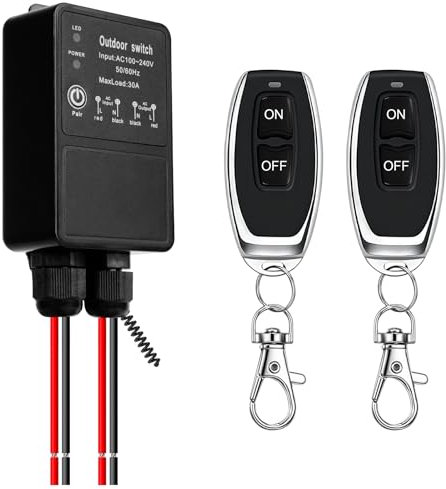 Interrupteur sans fil étanche avec télécommande, AC100-240 V 30 A, longue portée de 50 m, pour pompe à eau, lampe, porte de garage, zone humide extérieure