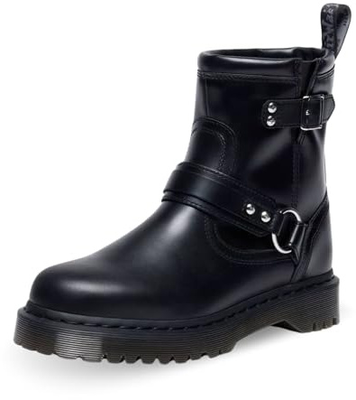 Dr. Martens Unisex-Adult Anistone Harness Motorcycle Boot, Black, 6 Women/5 Men