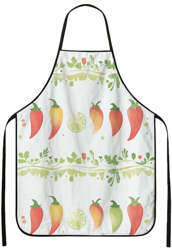 Delantal de cocina botánico para cocinar y barbacoa, elegante delantal culinario para adultos, perfecto para adultos, Blanco, 24x31 Inch