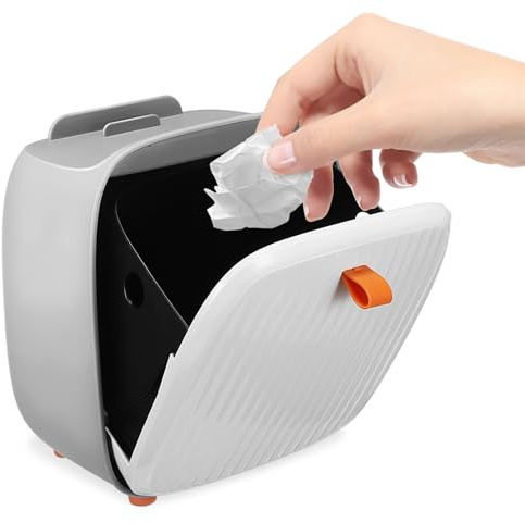 SHINEOFI Small Desktop Garbage Container with Lid Tightly Closed Mini Trash Bin for Vanity Countertop Office Desk Modern Stylish Design to Keep Desktop Clean and Odor