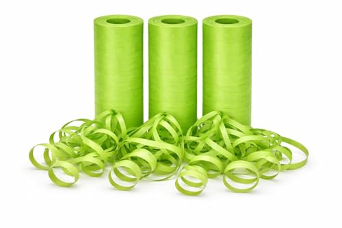 3 Luftschlangen * HELLGRÜN * Deko für Party und Geburtstag | 3 Rollen je 20x Schlangen, 4m lang, Schwer Entflammbar, Made in EU | Mottoparty Fasching Karneval Silvester Grün Green, Farbe: Hellgrün