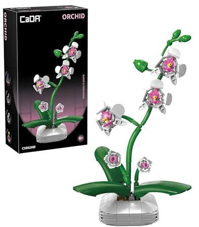 CaDA Orchid Flower Pot - 205 Piece Brick Model Kit C59028W | A fun floral flower arrangement to build and display