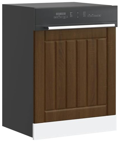 Holekex Geschirrspülerblende Lucca Braun Eichen-Optik Holzwerkstoff 60 x 1,5 x 67 cm Küchenschrank Küchenmöbel Küchenunterschrank Schützt Geschirrspüler Zeitloses Design