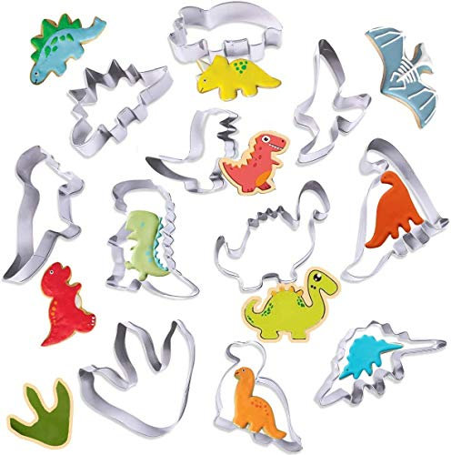 Cortadores Galletas Dinosaurio,Moldes de Dinosaurios para Pastel,Moldes para Galletas de Dinosaurio,Moldes Galletas Infantiles,Dinosaurio Molde,Juego de Cortadores Galletas