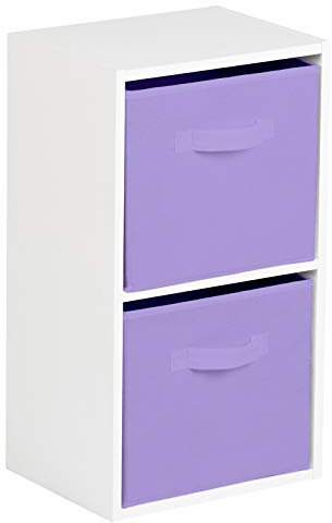 Hartleys 2 Tier White Cube Unit - Light Purple Storage Boxes