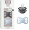 BIBS Supreme Schnuller 2er-Pack, BPA-frei, Symmetrischer Nippel. Silikon, Hergestellt in Dänemark. 6-18 Monate (2er Pack), Iron/Baby Blue