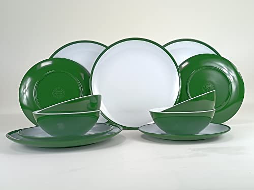 Kampa 12 Piece Fern Green Melamine Dinner Set