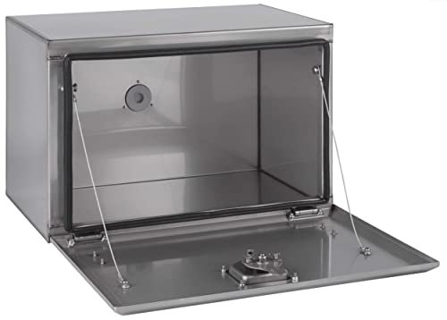 Edelstahlstaukasten matt Werkzeugkasten Staubox Staukiste B 600 x H 400 x T 400 mm mit Stahlseilen LKW Expeditionsfahrzeug Wohnmobil ohne Befestigungsmaterial