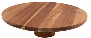 Point-Virgule Plato para tartas con pie, accesorios para tartas y accesorios para hornear, de madera de acacia, 7,5 cm de alto, 28 cm