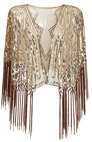 1920S Stola Damen Retro Schal Umschlagtücher Hochzeit Braut Schal Schulter Bedeckung Für Abendkleid 20Er Jahre Stil Gatsby Kostüm Pailletten Braut Schal Glänzend Hochzeit Accessoires