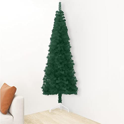 Susany Künstlicher Halber Weihnachtsbaum mit Ständer Schlank Christbaum Tannenbaum Dekobaum Kunstbaum Weihnachten Dekoration Weihnachtsdeko Grün 150 cm PVC