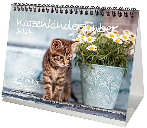 Katzenkinderzauber DIN A5 Tischkalender für 2024 Katzenkinder Katzenbabys - Seelenzauber