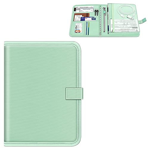 FINPAC Sage Green Car Document Holder, Auto Glove Box Organizer with 5 Pockets and 3 Card Slots, Portable, Minimalist Style