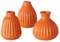 Deko Vase im 3er Set aus Keramik Mattes Design mit Rillen Höhe 12 cm Blumenvase Tischdekoration - Orange