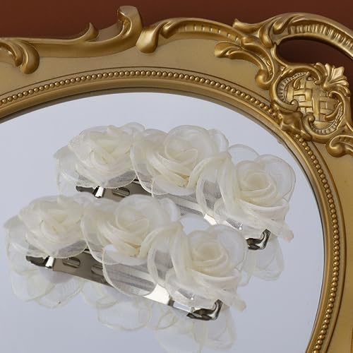 Fermagli per capelli, a forma di fiore, accessori per capelli per donne, ragazze e bambini, 2 pezzi, eleganti e fatti a mano, delicati accessori per lo styling da sposa, per feste, matrimoni