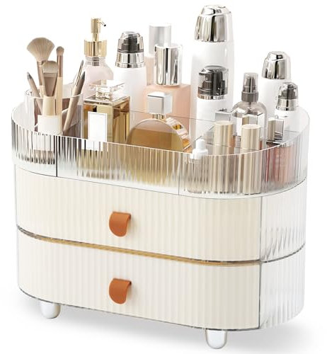 Spalivivre Makeup Organizer, 3-Tiers Cosmetic Storage Case with 2 Drawers and 1 Tray for Skincare Organizer, Cosmetic Holder for Bathroom Vanity Countertop