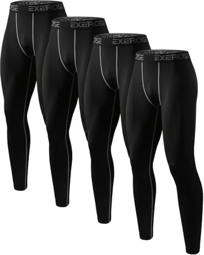 Orrfreer 4 Pack Men's Running Leggings Gym, Mens Compression Trousers- Compression Legging Men Cool Dry Sports Tights Base Layer Pants for Training Cycling Yoga Football 4 Black L