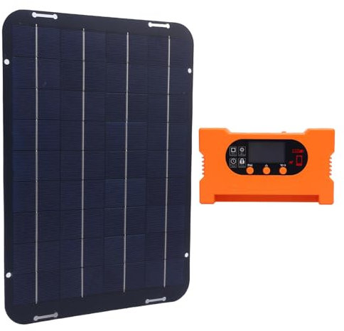 Fafeicy Cycle de Soins de la Batterie du Panneau Solaire Efficace pour le Camping, 12 W 18 V Kit de Panneau Solaire avec Contrôleur pour Animaux de Compagnie, Chargeur de étanche