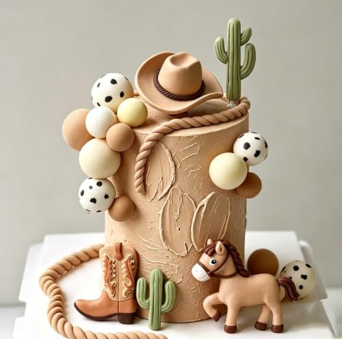 Cowboy Rodeo Cake Topper Cowboy Western Cake Decorations | Cowboy Hat Birthday Cake Topper Cowgirl Boots Cake Topper Cow Balls Cake Topper