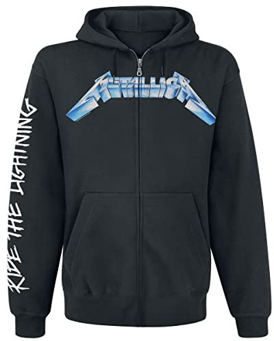 Metallica Ride The Lightning Homme Sweat-Shirt zippé à Capuche Noir M