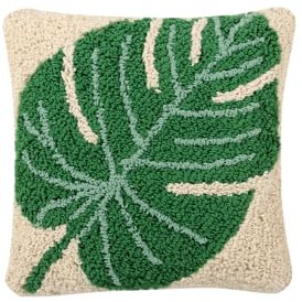 Lorena Canals Monstera Kissen, Baumwolle, Polyester, Grün, 38 x 38 x 30 cm