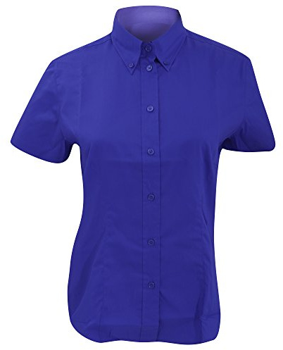 Kustom Kit Ladies Corporate Oxford Short Sleeve Shirt, Royal Blue, Size 28